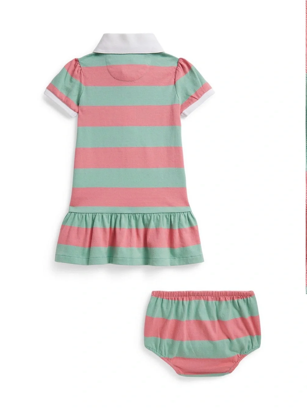 Ralph Lauren Pink and Mint Green Rugby Striped Polo Dress 6m